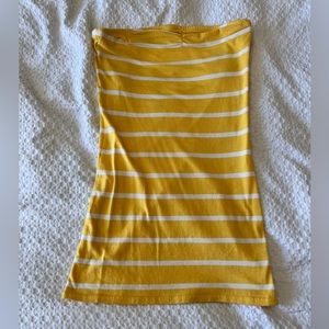 Zenana Outfitters Yellow Striped Tube Top, Size M